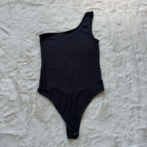 AE Dark Grey Ribbed One Shoulder Bodysuit